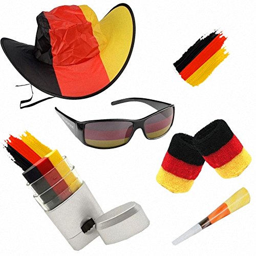 Taffstyle® Fan Set Fanartikel Deutschland Fussball WM Weltmeisterschaft 2014 & EM Länder Flaggen Style – 5-teiliges Männer