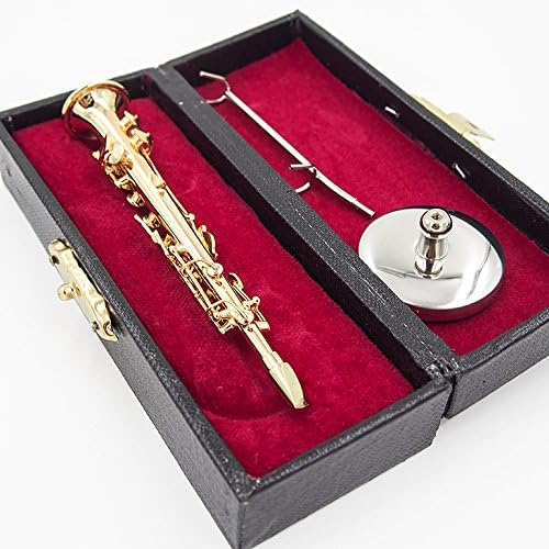 1:12 Sopra Saxophone Miniature Musical Instrument with Case Stand Goldtone Gift