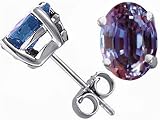 4.80 cts Lab Created Alexandrite Earrings Studs - 14kt White or Yellow Gold