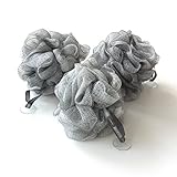 1541 London Large Exfoliating Bath & Shower Body Puff / Scrunchie / Buffer (Silver Grey) 3 pack