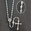 Silver Tone Rosary with 4mm Glass Beads with 11" Chain