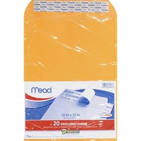Mead Press-It Seal-It Envelopes, 10 x 13 Inches, Office Pack 20 Count (76088)