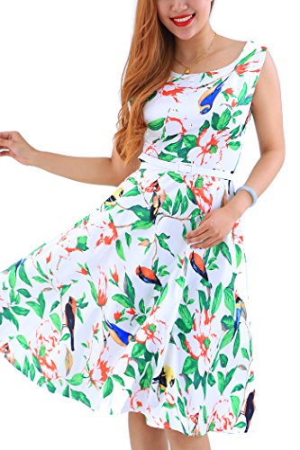 YMING Women 1950s Sleeveless Vintage Swing Dresses Party Picnic Cocktail Dress