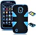 Bastex Heavy Duty Hybrid Case for ZTE Majesty Z796C - Sky Blue Silicone / Black Hard Shell