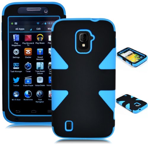 Bastex Heavy Duty Hybrid Case for ZTE Majesty Z796C - Sky Blue Silicone / Black Hard Shell
