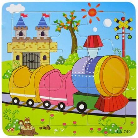 HSE Children's Cartoon Animal Creative Toy Novelty Jigsaw Puzzle Three-Dimensional Jigsaw Puzzle Enlightenment 0-3 Years Old Baby Preschool Educational Toy Building Blocks Also As a Christmas and Birthday Gift - Train