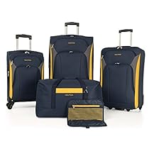 Nautica Open Seas 5 Piece Luggage-Set, Navy/yellow
