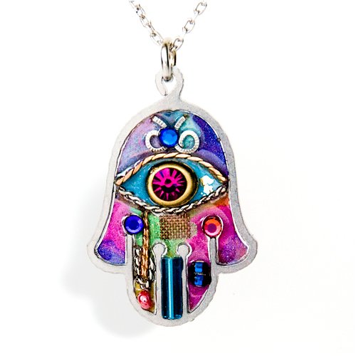 Evil Eye Protection Vibrant Hamsa Necklace