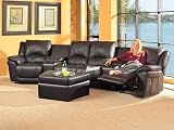 Merrymont Leather Sectional Sofa w/ Reclining Sections, Black