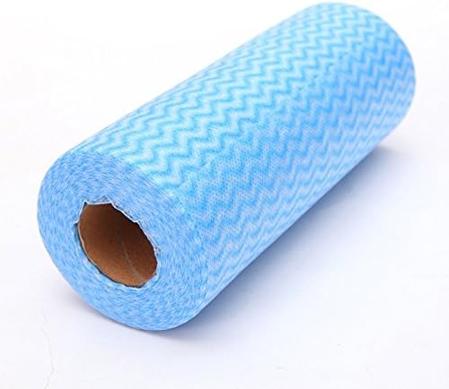 Fashionanna Roll of 50pcs Multipurpose Non-woven Fabric Nonstick Wiping Rags House Cleaning Cloth Kitchen Dish Dishcloth (Blue)