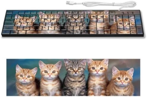 Group Cute Cuddly Cats Kittens Keyboard Customized Made to Order Support Ready 16 7/8 inch (430mm) x 4 7/8 inch (125mm) x 15/16 inch (25mm) High Quality Liil Key board Boards desktop laptop Key_board comfortable computer accessories cute gaming gear