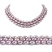 Triple Strand 16-18 Inches 6-7mm Purple Oval Shape Freshwater Cultured Pearl Necklace