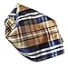 Navy Brown White Plaid Design Men's Hankerchief Pocket Square Hanky
