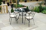 Review Outdoor Leisure  / Le Mans 4 seater granite table metal steel armchairs furniture set