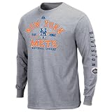 MLB Men's New York Mets Dial It Up Long Sleeve Basic Tee (Steel Heather, Small)