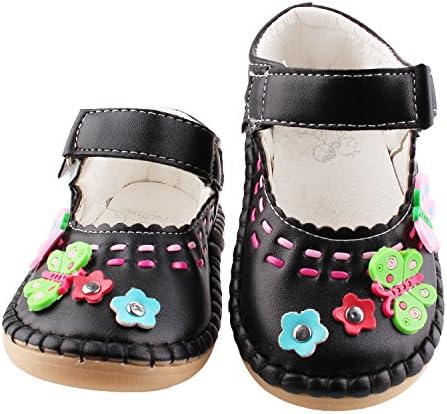 Lovefoot Baby Kids Girls Toddler Faux Leather Mary Jane Flats Crib Shoes, Rubber Sole Baby First Walkers