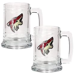 Phoenix Coyotes NHL 2pc 15oz Glass Tankard Set- Primary Logo by Great American Products