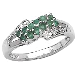 0.45 Carat Genuine Emerald Round Silver Ring