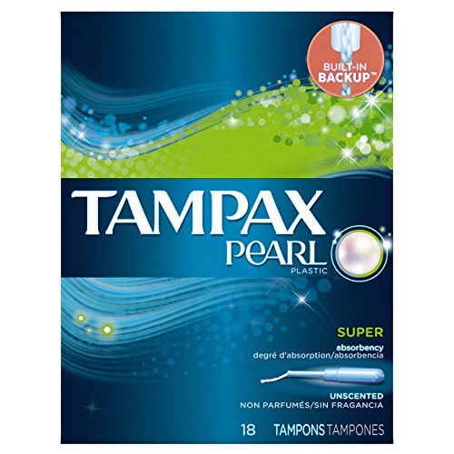 Tampax Pearl Plastic Super Absorbency, Unscented Tampons 18 Count