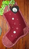 Country Hearts on Cranberry Quilt Christmas Stockings and Gifts and Parties Hanging Stockings of Quilting Cotton Fabric Handcrafted Keepsakes Personalized with Picture Frames