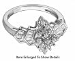 Stunning White Gold 1/4 CTW Diamond Cluster Ring With Round And Baguette Cut Diamonds