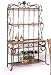 Country Style Wrought Iron &amp; Wood Baker's Rack w/Wine Storage