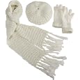La Fiorentina Women's 3pc Heavy Knit Metallic Muffler/hat, Glove Set 