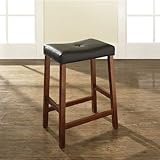 Crosley Furniture Counter Height Upholstered Saddle Seat Bar Stool in Class ....