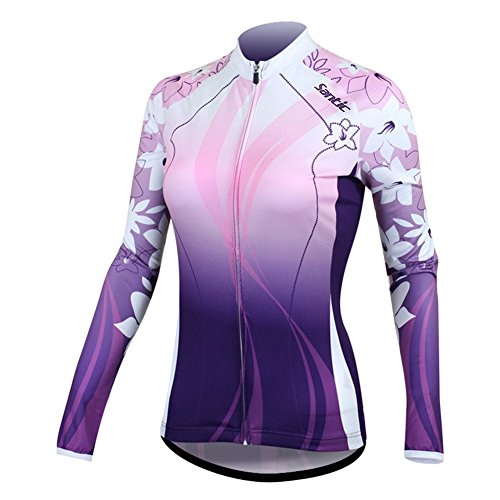 Santic Women's Cycling Jersey Loog Sleeve Road Bike Jersey Jacket Purple Medium