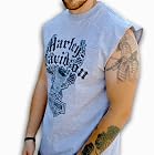 Harley-Davidson Mens Eagle Hidden Pocket Grey Sleeveless Muscle T-Shirt (Large)