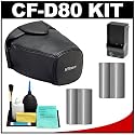Nikon CF-D80 Semi-Soft Leather Holster Case + 2 EN-EL3e Batteries & Charger for D80 & D90 Digital SLR Camera