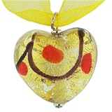 Clear Heart With Gold Murano Glass
