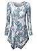 BAISHENGGT Women's Crewneck Long Sleeve Handkerchief Hem Tunic Top Medium Green Floral