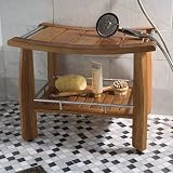 Teak Shower Bench with Shelf - Frontgate