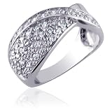 Delicate Radiance: Sterling Silver Engagement Ring with CZ Diamonds