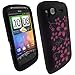 iGadgitz Black & Pink Flowers Silicone Skin Case Cover for HTC Desire S Android Smartphone Cell Phone + Screen Protector