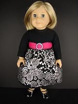 A Black Dress with Black Leggings and a Silver Swirl Pattern Designed for 18 Inch Doll Like the American Girl Dolls , Shoes Sold Separately