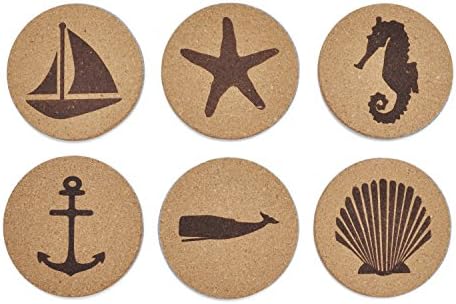 Jetty Home Cork Coaster Nautical Beach Gift Set (6 pcs)