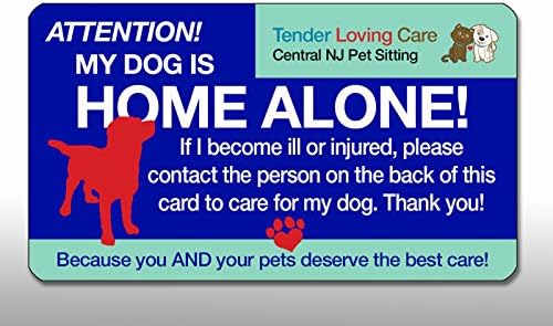 2 Pack - My Dog Is Home Alone Emergency Alert ICE ID Wallet Card - Cardstock Weight