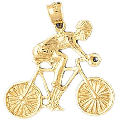 Cheap Girls Jewelry Dazzlers Solid 14k Gold Biker Riding a Bicycle Charm Pendant Available in three colors from jewelsberry (weights: 2.7 grams only) For Sale