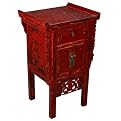 Antiqued Oriental Side Table - Red