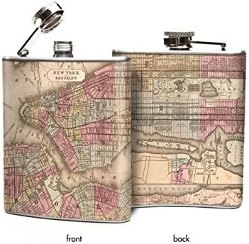 Oso and Bean Vintage New York Map Designer Hip Flask