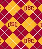 College USC University of Southern California Argyle Fleece Fabric Print By the Yard
