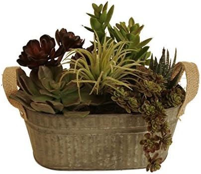 Wald Imports 9-inch Oblong Rustic Galvanized Metal Container with Burlap Handles (Set of 3)