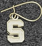 Michigan State Spartans Block S Dangle 5/8 inch 14K Gold Earrings