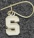 Michigan State Spartans Block S Dangle 5/8 inch 14K Gold Earrings