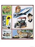 Montage of Images Including Jewelly, a Scientist at Electron Microscope, Etc Giclee Poster Print by English School, 18x24