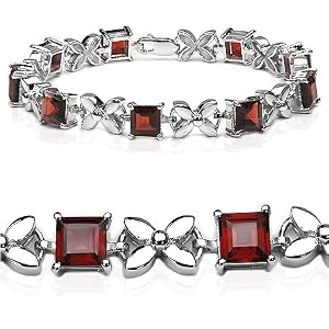 11.25 Carat Genuine Garnet Silver Bracelet by