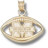 Univ Of Michigan M Pierced Football Pendant (14kt)