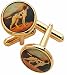pointer6 - Brushed finish gold plated cufflinks with an image